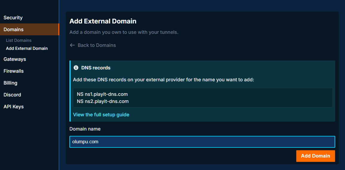 playit add external domain