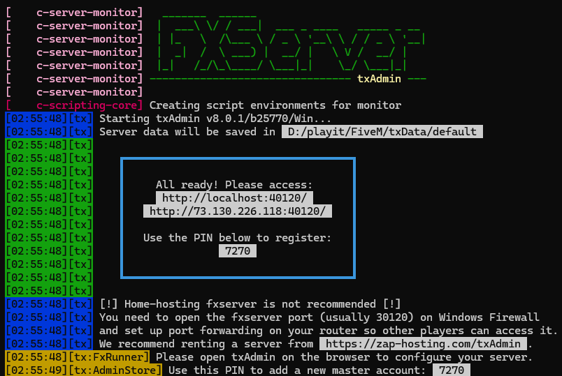 FiveM Server Console, 1